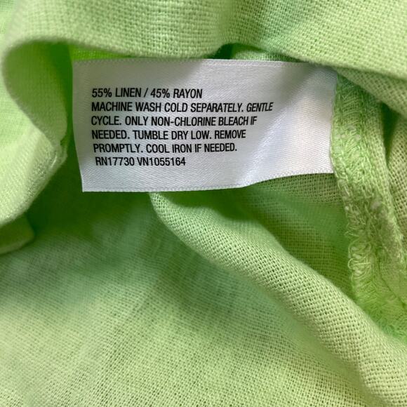 A New Day Women's Linen Short Sleeve Button Down Camp Shirt Green Size Large - Picture 5 of 6